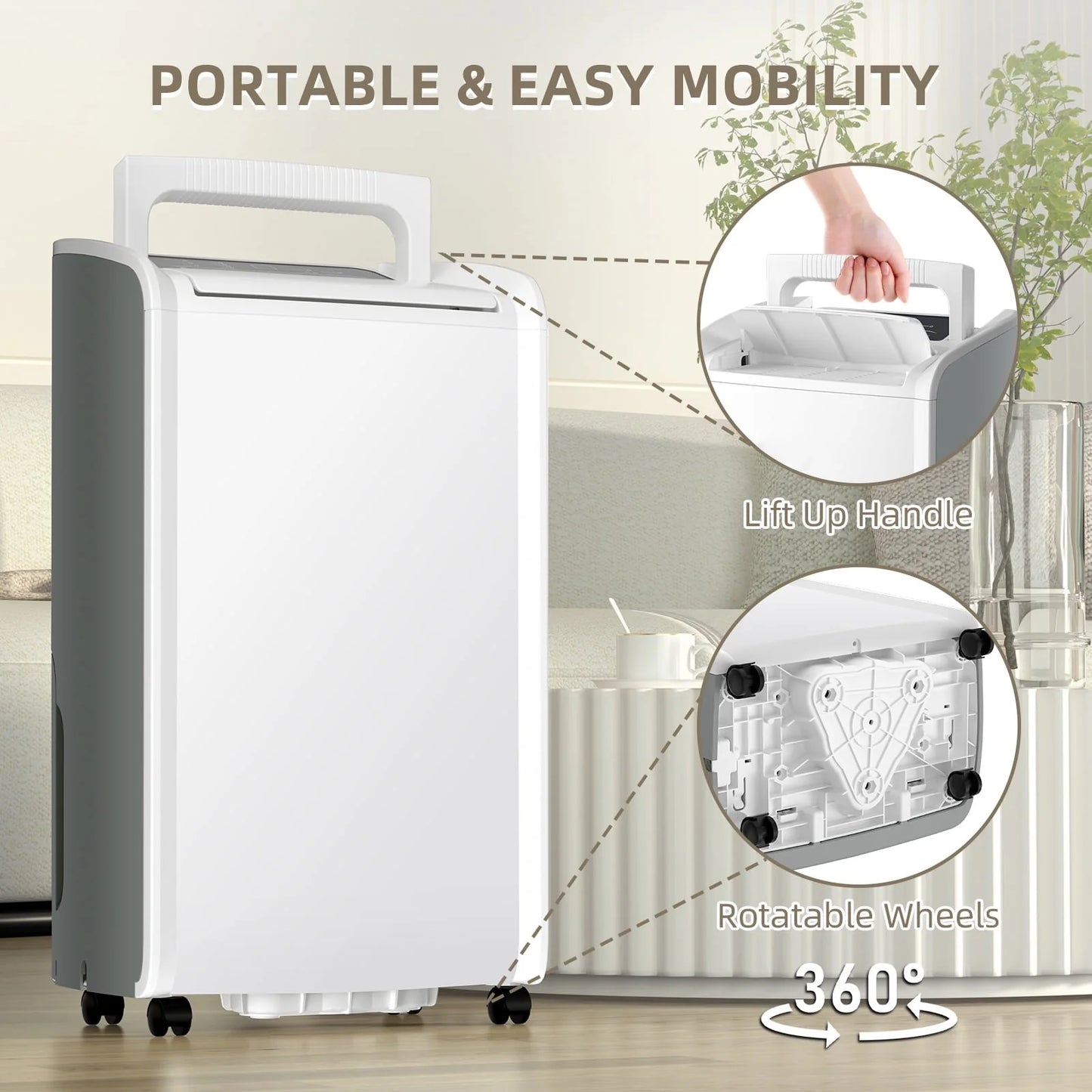 Rocyis 70 Pints 4,500 Sq. Ft. Home Dehumidifier for Large Room, Basement with Auto Shut off, Drain Hose, Reusable Filter Humidity Control for Bedroom, Bathroom