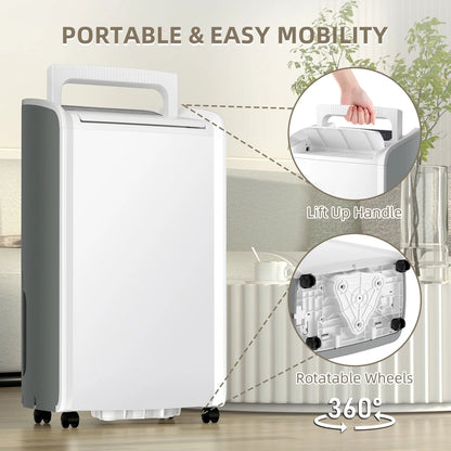 Rocyis 70 Pints 4,500 Sq. Ft. Home Dehumidifier for Large Room, Basement with Auto Shut off, Drain Hose, Reusable Filter Humidity Control for Bedroom, Bathroom