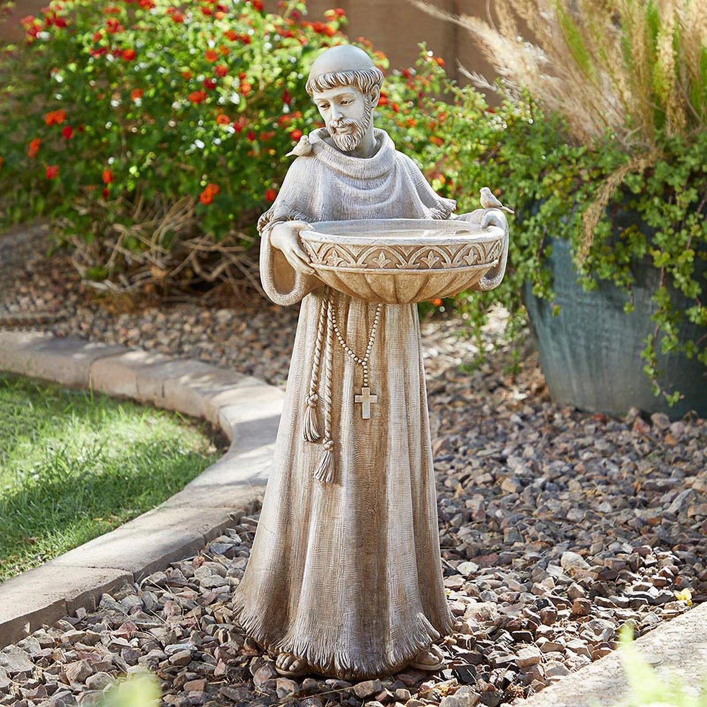 Saint Francis Bird Bath & Feeder Statue, Outdoor Dcor, 24 Inches