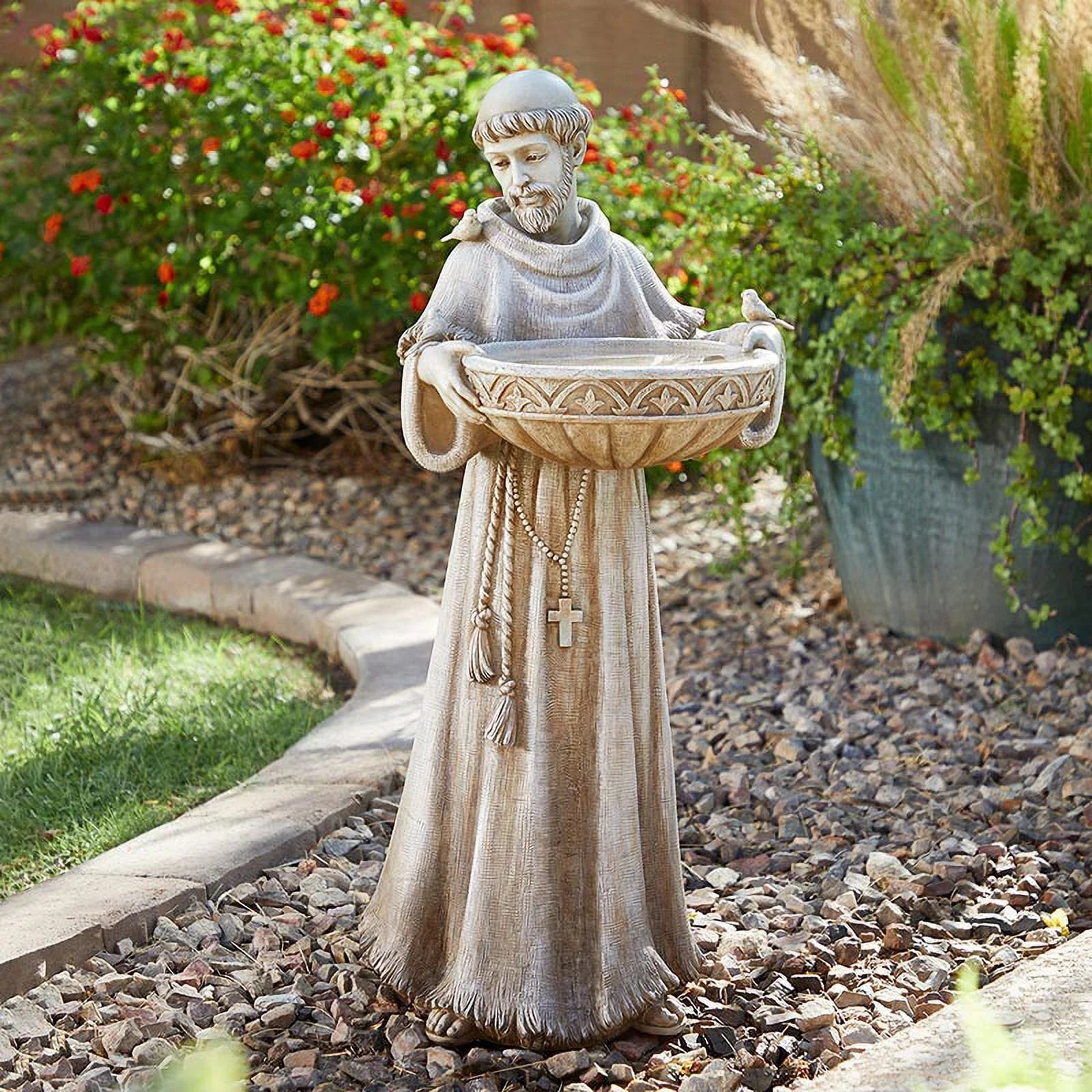 Saint Francis Bird Bath & Feeder Statue, Outdoor Dcor, 24 Inches