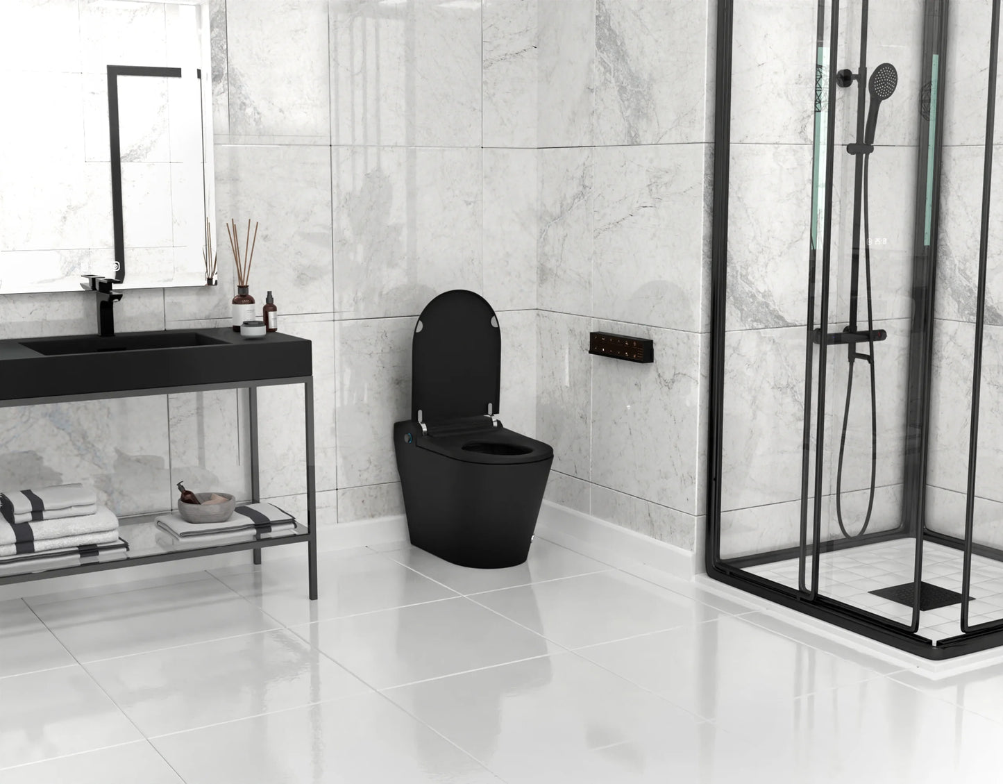 ANZZI ENVO Echo Elongated Smart Toilet Bidet in Matte Black with Auto Flush