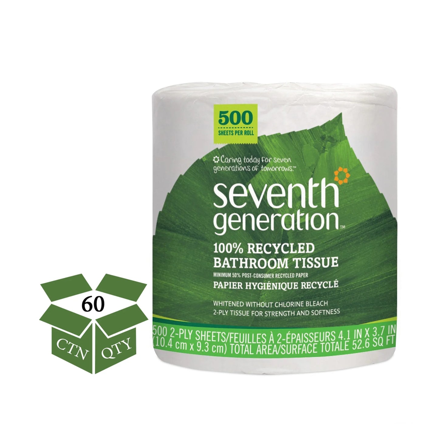 Seventh Generation White Bathroom Tissue, Toilet Paper, 500 Sheets