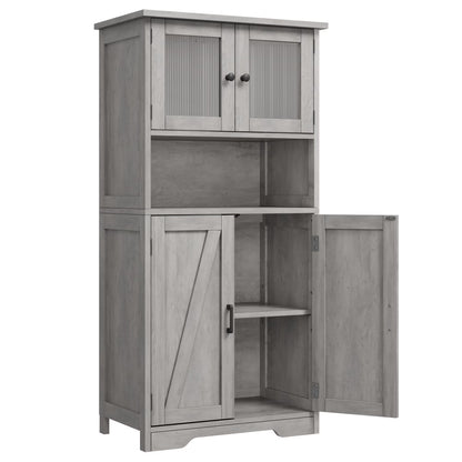 Kitchen Pantry Storage Cabinet with Doors and Shelves, 50.4" Freestanding Pantry Cabinets, Wooden Cupboard, Large Floor Cabinet for Bathroom, Kitchen, Dining Room, Living Room, Rustic Brown