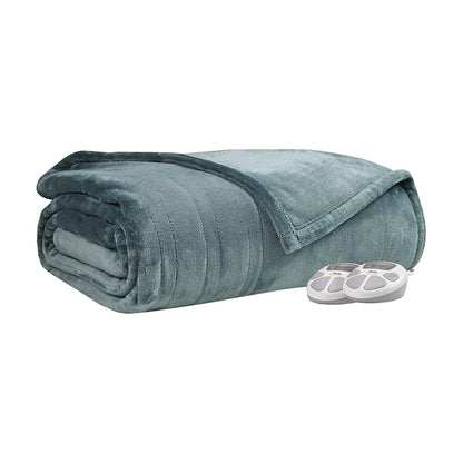 Serta Parsa Heated Throw Blanket, Electric, Multi Heat Level, Charcoal Gray, 77" X 84"