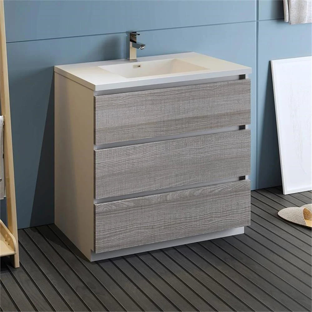 Fresca Lazzaro 36" Rosewood Free Standing Modern Bathroom Cabinet w/Integrated Sink