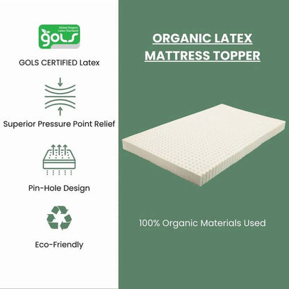 OrganicTextiles 3" Organic Latex Mattress Topper, Heather Grey Cover, No Zipper (Twin, Soft)