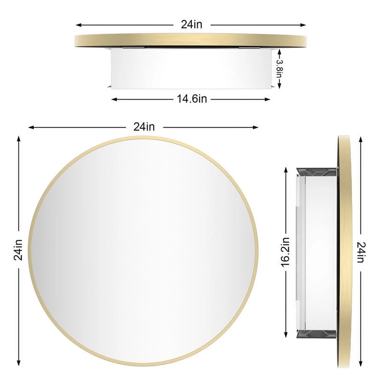 WallBeyond Bathroom Medicine Cabinet with Round Mirror Aluminum Framed 28", Black