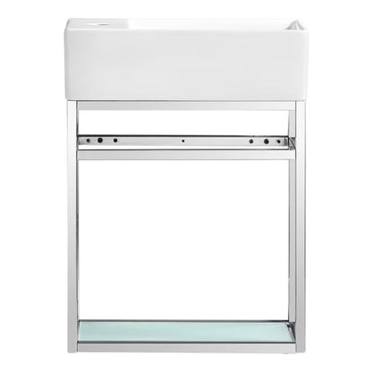 Pierre 19.5 Single, Open Shelf, Chrome Metal Frame Bathroom Vanity