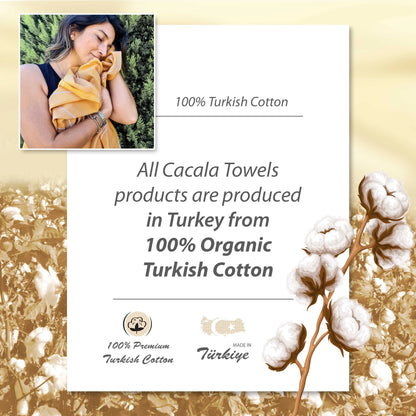 Cacala Turkish Beach Towel 100% Cotton, Set of 4, Sand-Free and Quick-Drying Perfect as an Extra Large Travel Towel, Beach Accessory, or Gift for Beach Lovers, 39° x 70°