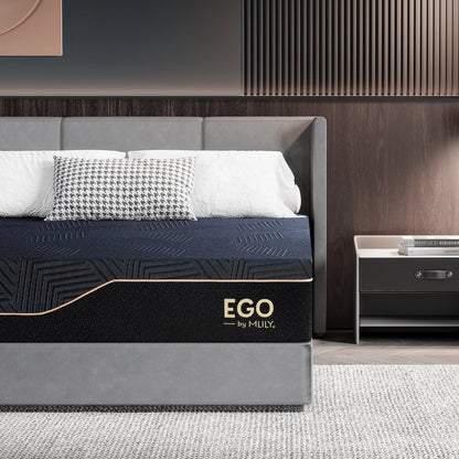 MLILY Ego Black 14 inch Queen Mattress, Cooling Gel Memory Foam Mattress in a box, Queen, Medium
