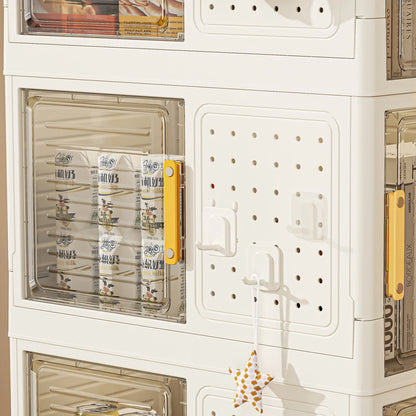 4-Tier Narrow Rolling Storage Cart with 8 Doors & Movable Wheels - Compact Bathroom & Kitchen Organizer for Small Spaces, Cream