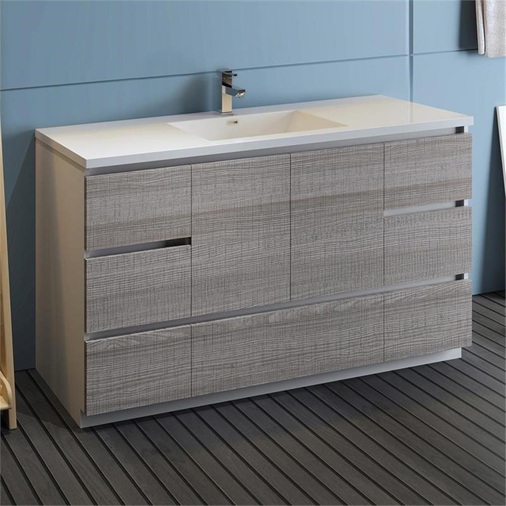 Fresca Lazzaro 60" Rosewood Free Standing Modern Bathroom Cabinet w/Integrated Single Sink