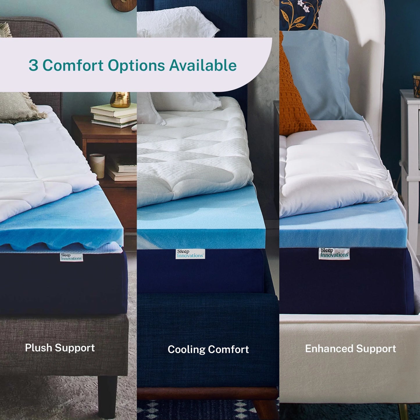 Sleep Innovations Memory Foam Mattress Topper, Queen, 4 Inch, Gel Dual Layer Plush