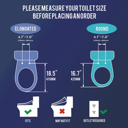 WLJBIDET Toilet Bidet Seat, Instant Warm Water, Self-Cleaning Nozzle, Multiple Spraying Modes, Electric Heated Seat, Warm Air Drying, Soft Closed Lid, Display Screen, Requires Electricity, Elongated