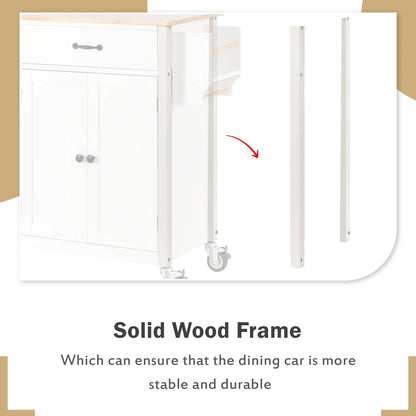 Aukfa Rolling Kitchen Island Cart with Storage Towel Racks & 4 Door Cabinet, White