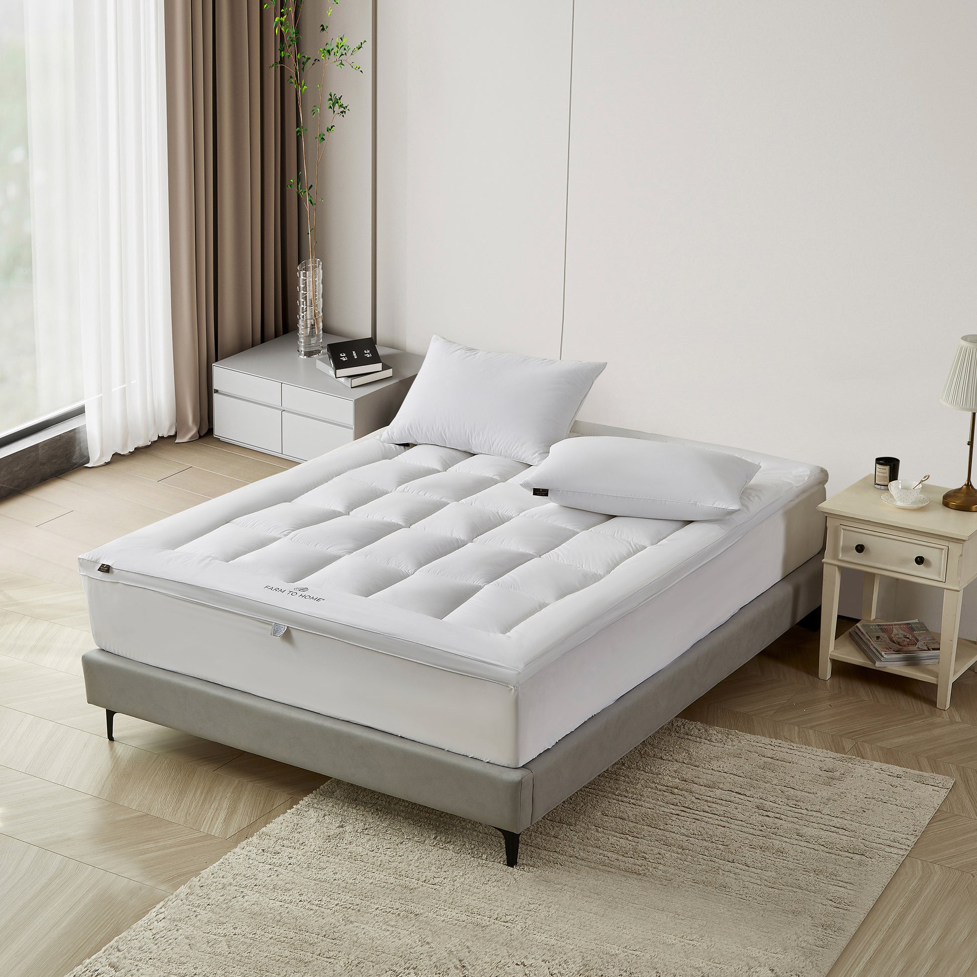 Farm to Home White Organic Cotton 2” Mattress Topper