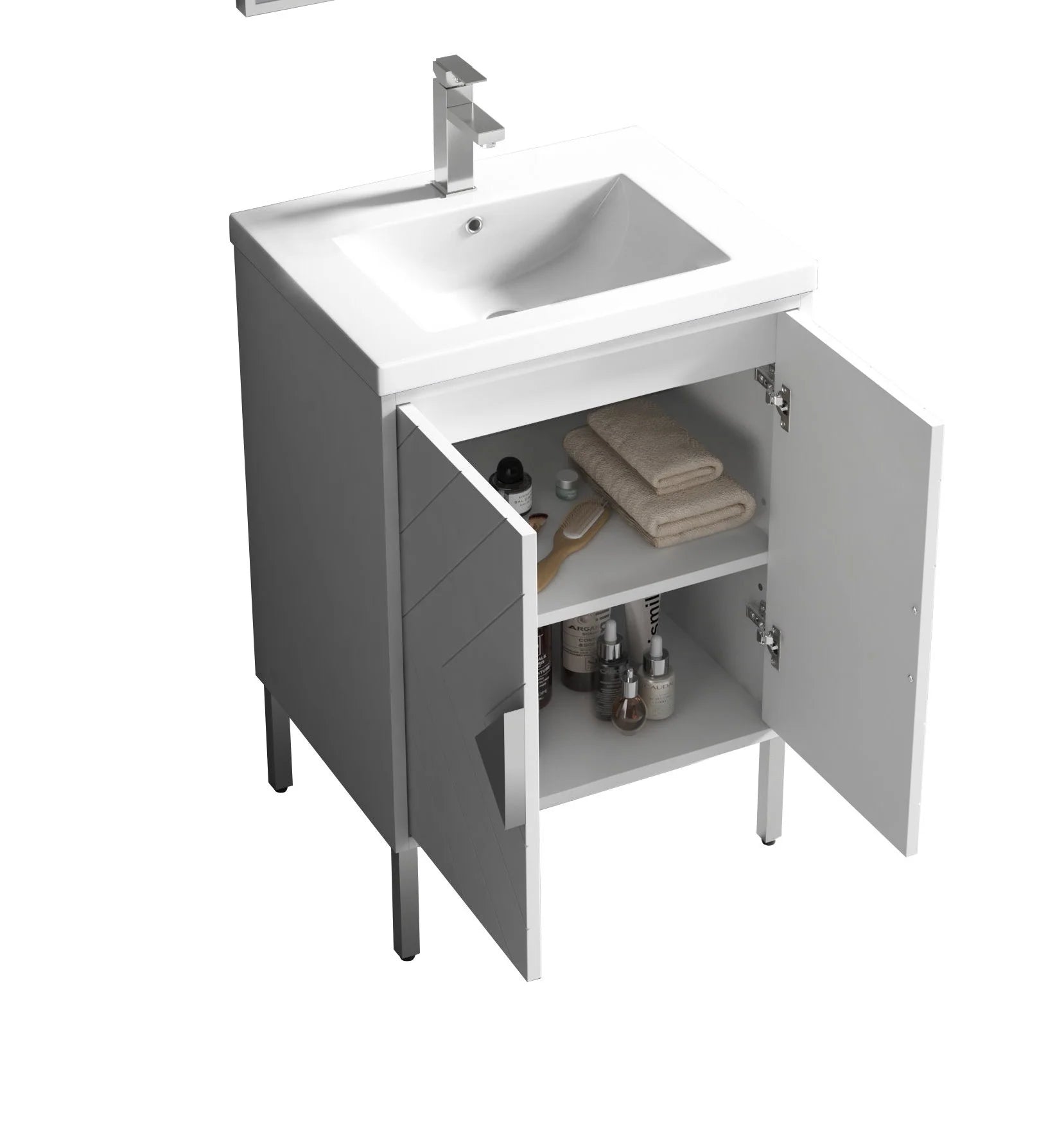 Tennant Brand 24" Modern White Bathroom Vanity with White Acrylic Top