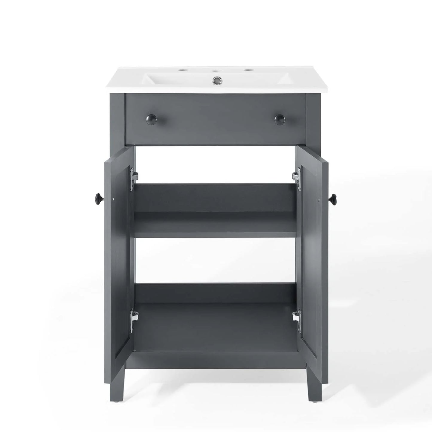 Modway Nantucket 24" Modern Wooden Bathroom Vanity in Gray and White