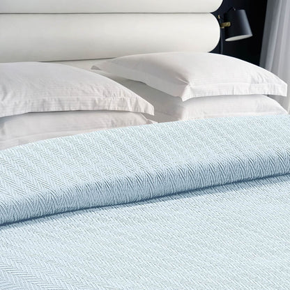 Luxury Thermal Cotton Blankets, King Size- Light Blue