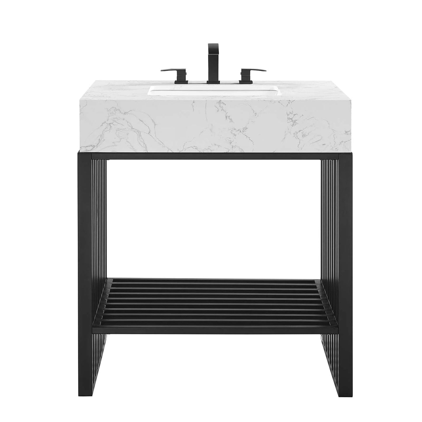 Modway Gridiron 30" Bathroom Vanity in White Black