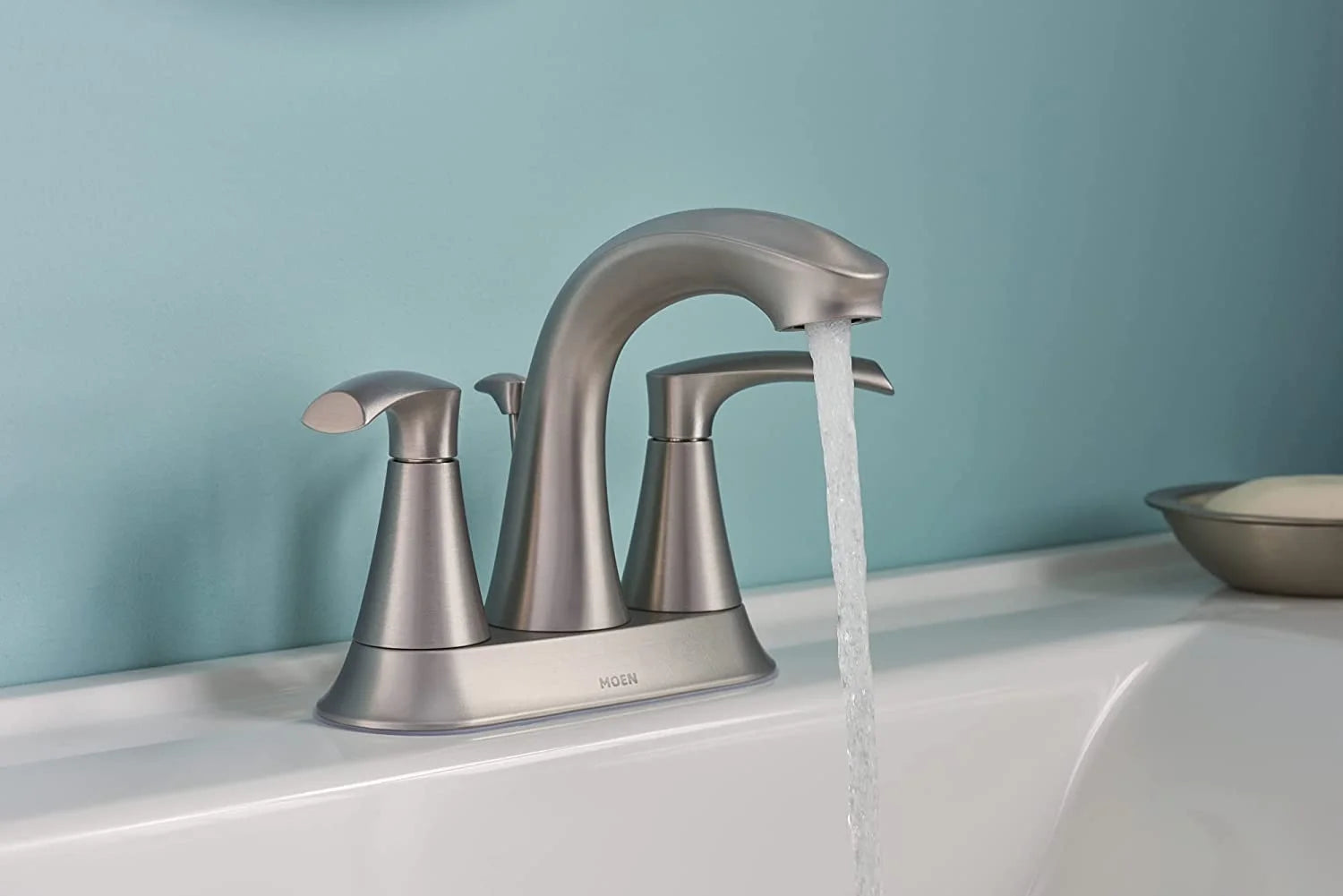 Moen 84137SRN Graeden Spot Resist Brushed Nickel 2-handle 4-in Centerset Bathroom Faucet