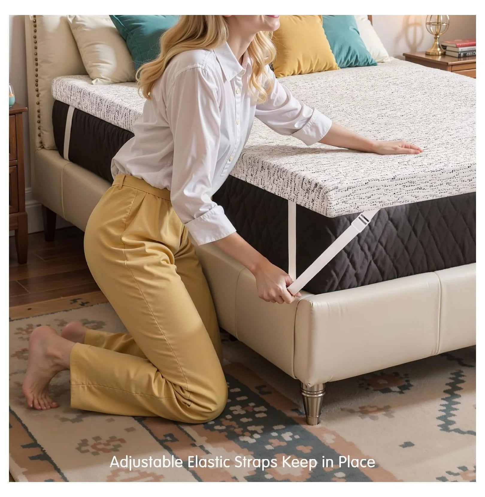 Cooling Mattress Topper King, 4 Inch Memory Foam Mattress Topper, Soft Bed Topper for Pressure Relief, Mattress Pad with Removable Washable Cover