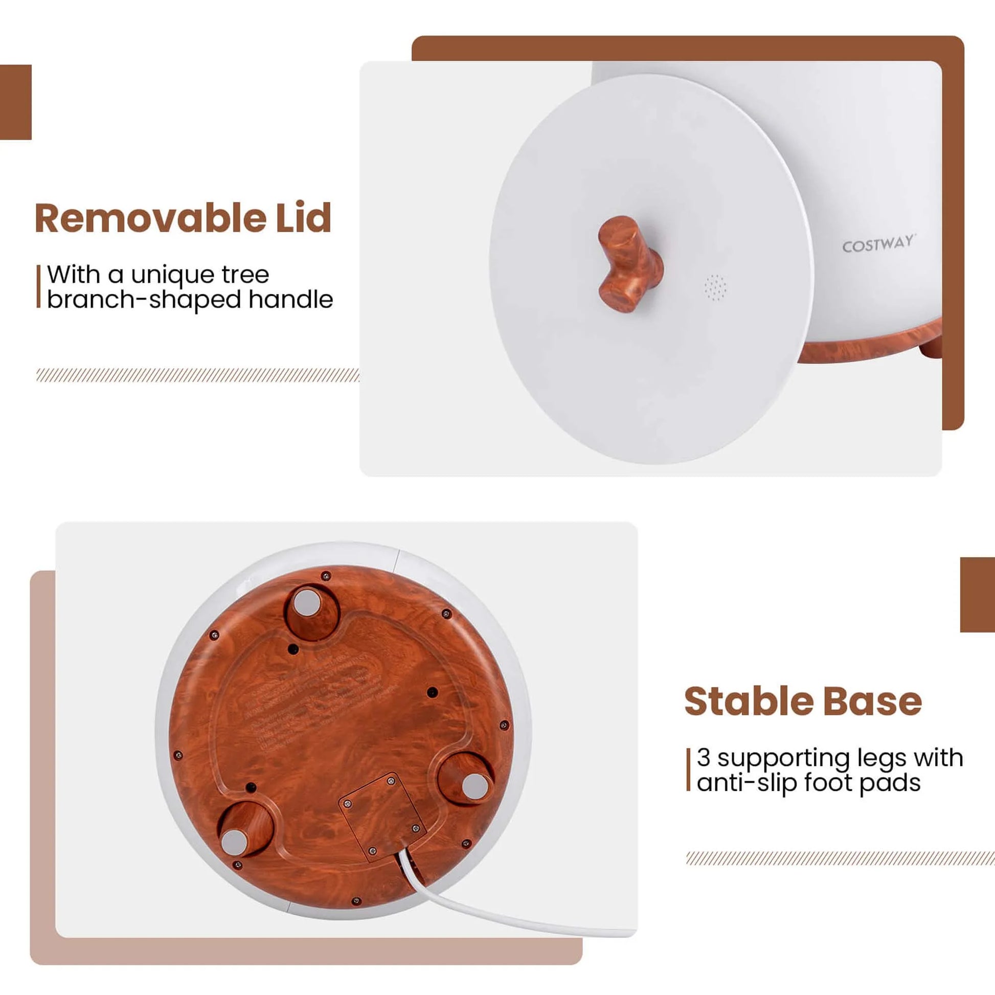 Costway 23L Bathroom Towel Warmer Bucket 4 Timer with Fragrance Holder & 3-Level Heating Brown
