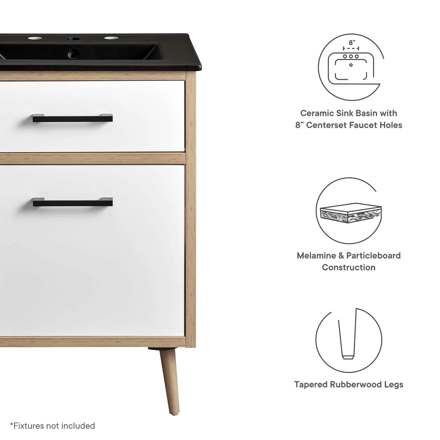 Modway Maverick 24" Bathroom Vanity in Black Oak