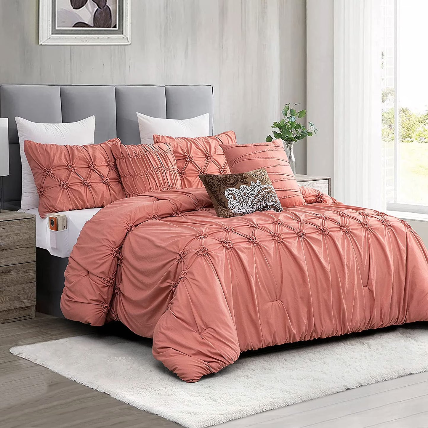 Elegant Comfort 12-Piece Bed-in-a-Bag, Ella Microsuede Comforter Collection with 6-Piece Sheet Set, Smart Pockets and Decorative Pillows, All Season Bedding, Full/Queen, Mint Green