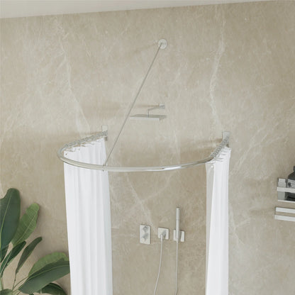 Naiture Half-Oval Stainless Steel Shower Curtain Rod with Swivel Ceiling Support in 36" L X 36" W, Brushed Nickel Finish