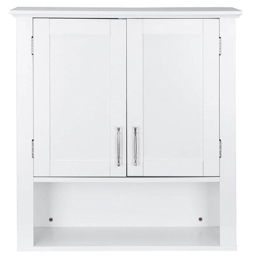 ZenSports 2-Door Bathroom Medicine Storage Wall Cabinet, Over-the-Toilet Adjustable Shelves 8" Width White