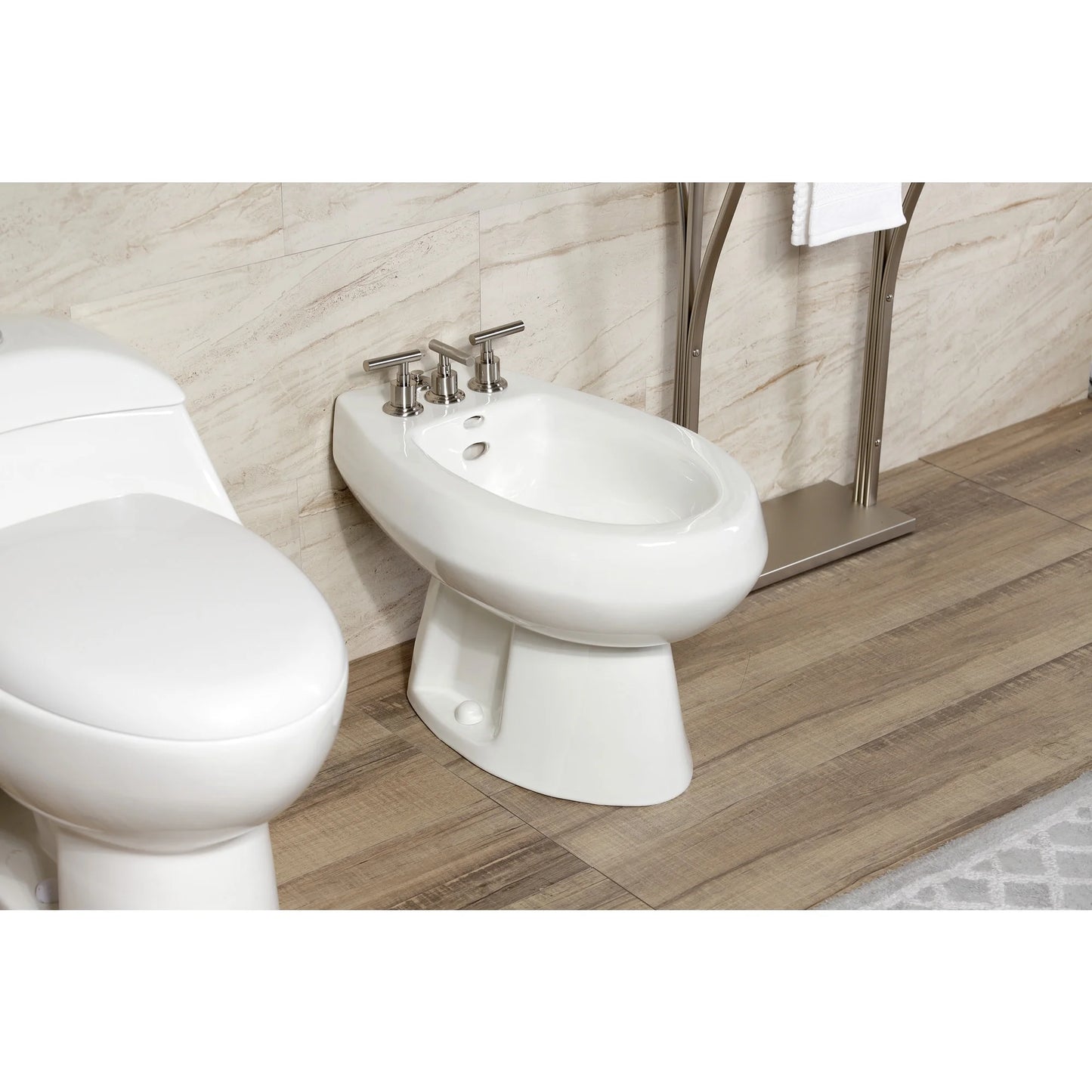 Kingston Brass KB6327CML Manhattan Three-Handle Bidet Faucet with Brass Pop-Up, Brushed Brass