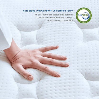 Queen Size Mattress, Coolvie 10 inch Hybrid Mattress in a Box, with Memory Foam and Pocket Springs, Medium Firm, for Adults and Kids