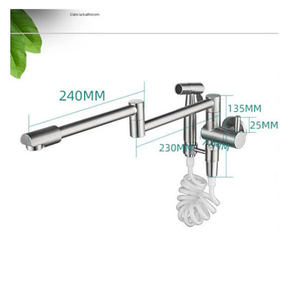 Pot Filler Tap Wall Mounted Foldable Kitchen Faucet With Bidet Sprayer Cold Bidet Faucet Sink Tap Rotate Folding Spout ,Effortless Installation