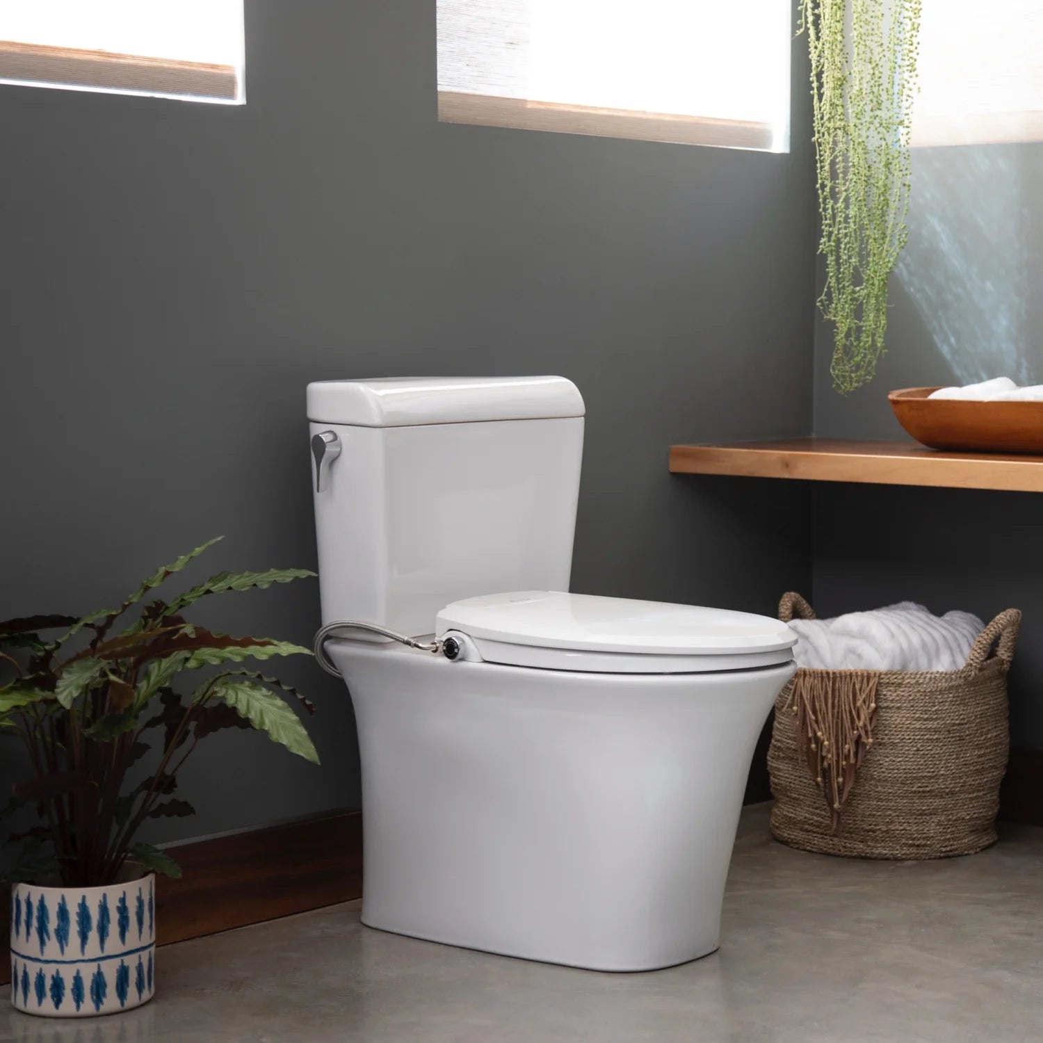 Brondell Bidet Toilet Seat Non-Electric Ecoseat, Fits Elongated Toilets, White - Dual Nozzle System, Ambient Water Temperature - Easy Installation, Elongated Size
