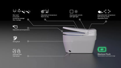 Euroto Smart Electric Bidet and Toilet, Auto Open and Close Lid Heated Oval Seat, One Piece, White