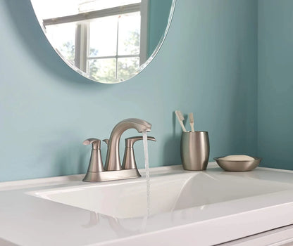 Moen 84137SRN Graeden Spot Resist Brushed Nickel 2-handle 4-in Centerset Bathroom Faucet