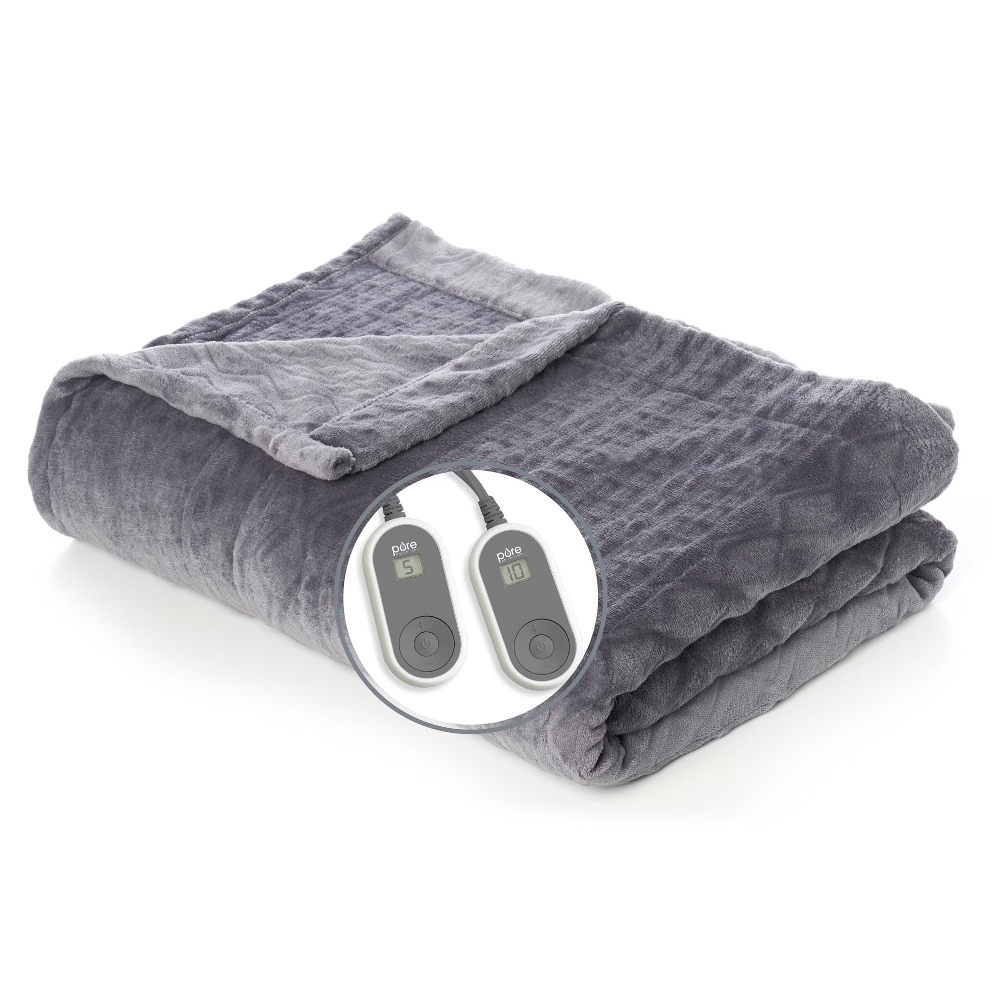 Pure Enrichment PureRelief Radiance Deluxe Heated Blanket - 10 Heat Settings, Super Soft Micromink Velvet Fabric, LCD Controller, Auto Shut-Off Timer, Machine Washable - Queen Size Electric Blanket