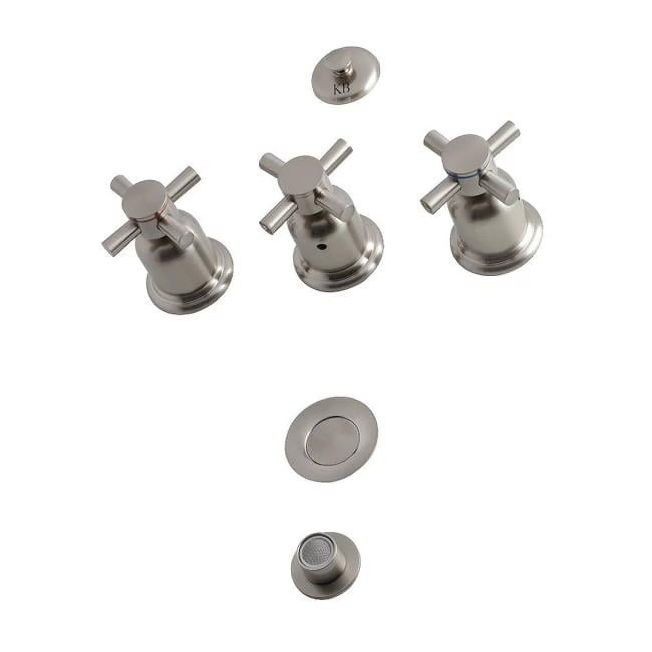 Kingston Brass KB6327DX Concord Three-Handle Bidet Faucet with Brass Pop-Up, Brushed Brass