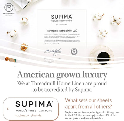 Threadmill Home Linen Luxury Supima Cotton 4-Piece 1200 Thread Count Bed Sheet Set, Full, Deep Pocket, Off-White Solid