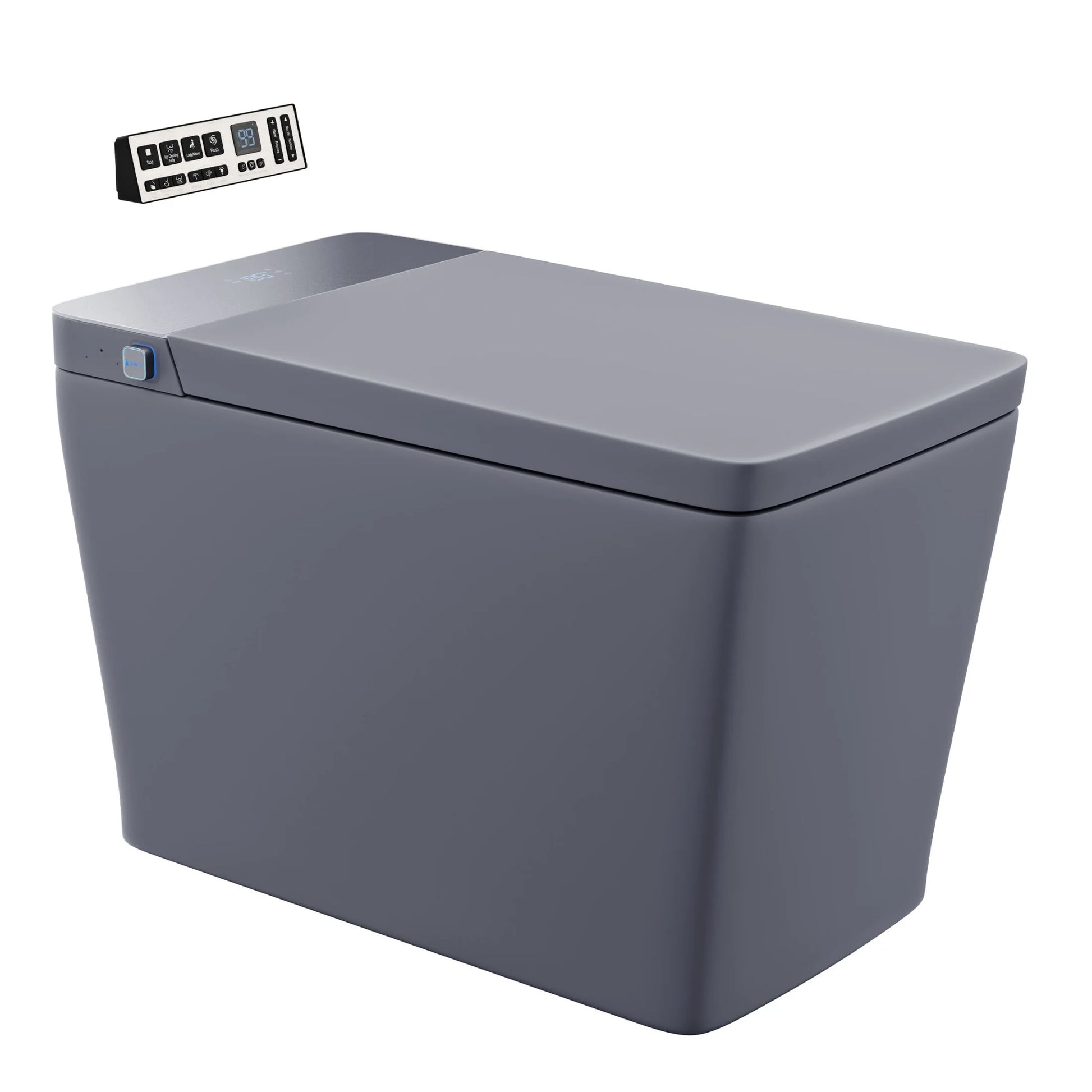 Concorde One Piece Smart Toilet 1.28 GPF in Matte Gray with Heated Bidet, Air Drying, Night Light, Foot Sensor