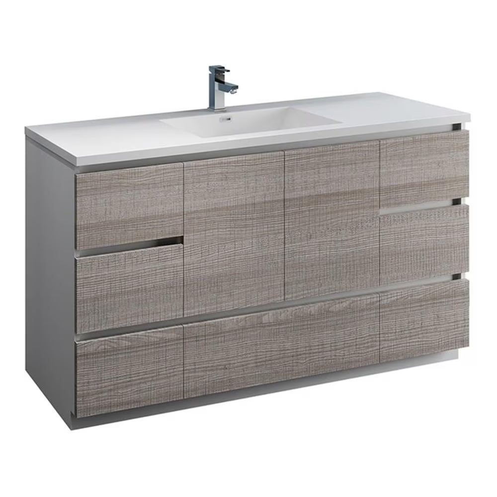 Fresca Lazzaro 60" Rosewood Free Standing Modern Bathroom Cabinet w/Integrated Single Sink