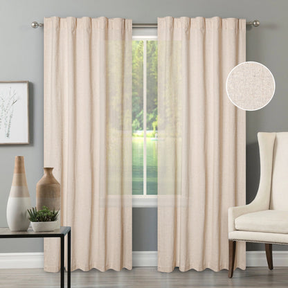 Bedding Craft Linen Cotton Tab Top Farmhouse, Livingroom, Window Curtains Set of 2 (50x108 inches)