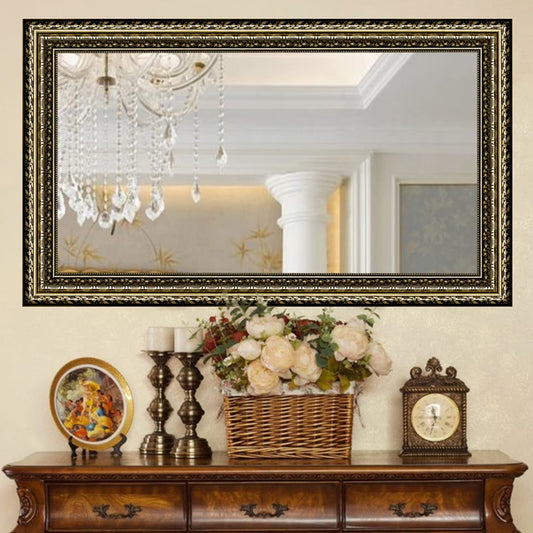 H-A Black& Gold Framed Rectangle Bathroom Mirrors for Wall,Wall Mounted Vintage Mirror Vertical or Horizontal Hanging for Living Room,Bedroom (40''x24''Vintage)