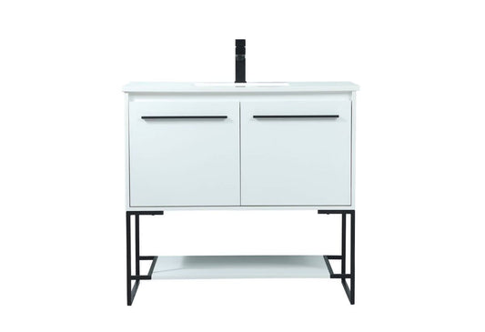 36 inch single bathroom vanity in white