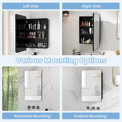 Gymax 20 x30 Inch Bathroom Mirror Cabinet w/Aluminum Frame Adjustable Shelves
