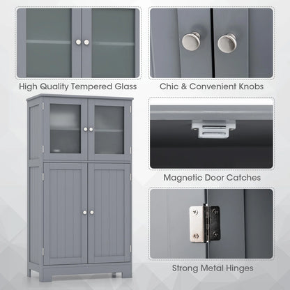 Topbuy Bathroom Storage Cabinet Freestanding Storage Cabinet w/4 Doors Wooden Kitchen Cupboard w/Adjustable Shelf