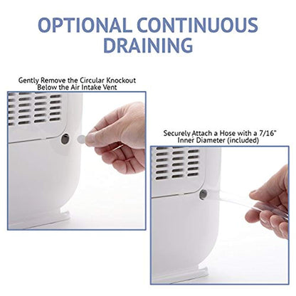 Ivation 13-Pint Small-Area Desiccant Dehumidifier Compact and Quiet - With Continuous Drain Hose for Smaller Spaces, Bathroom, Attic, Crawlspace and Closets - For Spaces Up To 270 Sq Ft