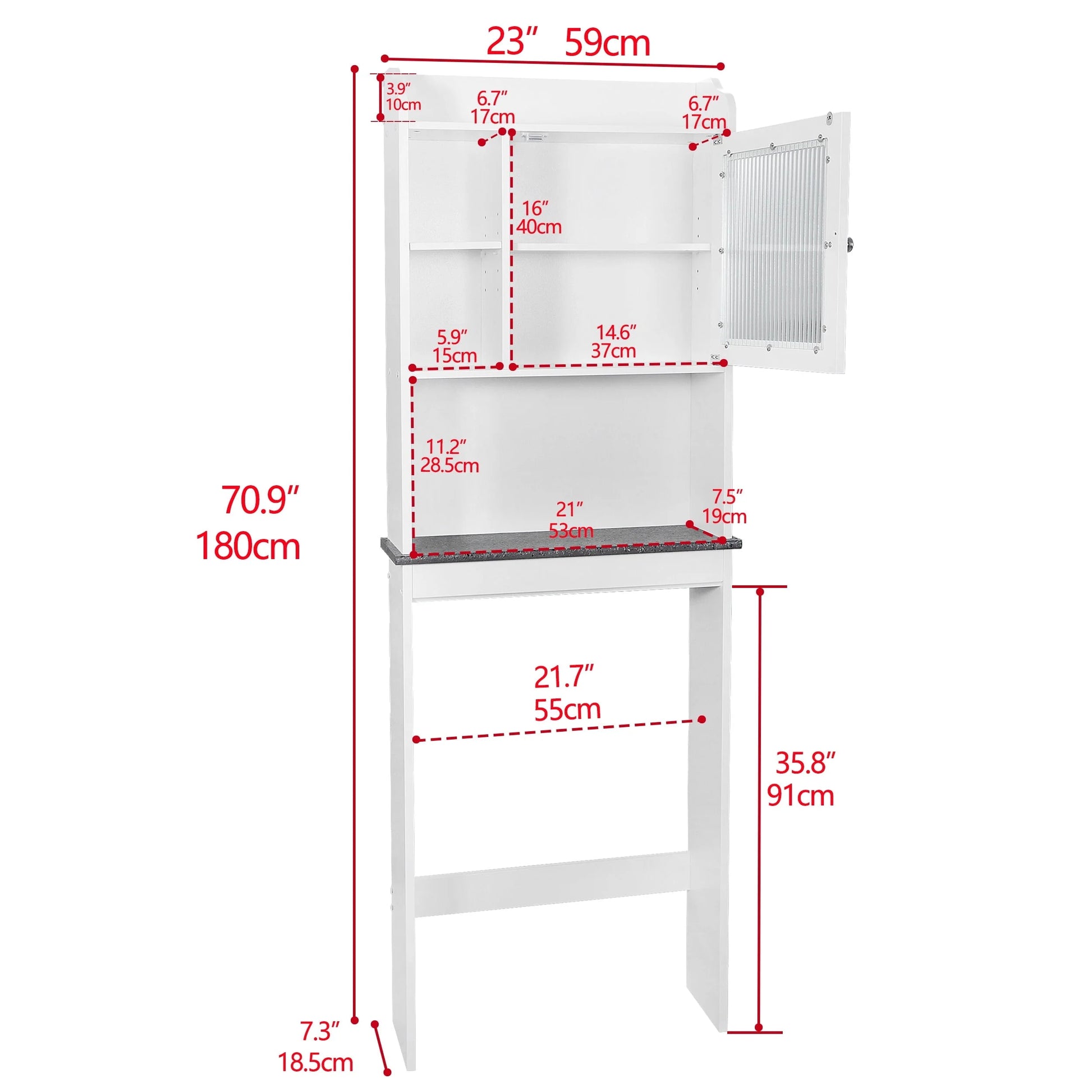 ZenSports Over The Toilet Storage Cabinet Organizer Bathroom Space Saver W/Adjustable Shelves, White