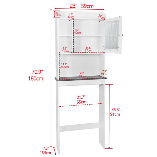 ZenSports Over The Toilet Storage Cabinet Organizer Bathroom Space Saver W/Adjustable Shelves, White